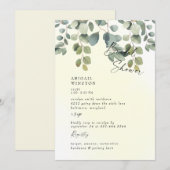 Bleekgele Eucalyptus Bruiloftsborrel met Zwik Kaart (Voorkant / Achterkant)