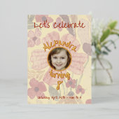 Bleekgele Indiase rode bloemen waterverf verjaarda Folie Uitnodiging (Staand Voorkant)