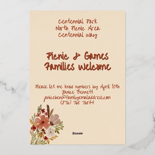 Bleekgele Indiase rode bloemen waterverf verjaarda Folie Uitnodiging (Achterkant)