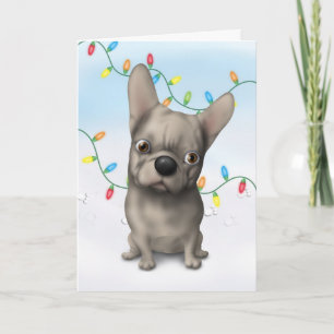 Bleekgele) Kerstmis Franse van de Buldog ( Feestdagen Kaart