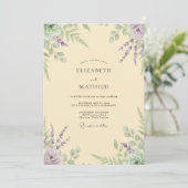 Bleekgele Lavendel Eucalyptus Bruiloft Kaart (Staand voorkant)