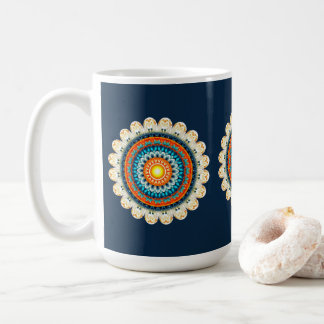 Bleekgele oranje mandala mok