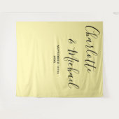 Bleekgele Script Minimalistische Trouwachtergrond Wandkleed (Voorkant (horizontaal))
