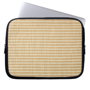 Bleekgele Strepen Threaded Stof Patroon Laptop Sleeve