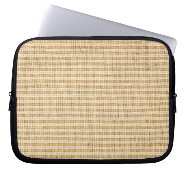 Bleekgele Strepen Threaded Stof Patroon Laptop Sleeve (Voorkant)