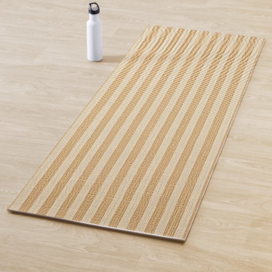 Bleekgele Strepen Threaded Stof Patroon Yogamat (In situ)