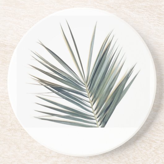 Bleekgroen blad zandsteen onderzetter (Voorkant)