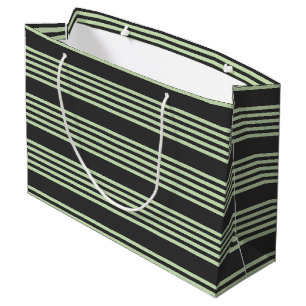 Bleekgroen en houtskool vijf strepenpatroon groot cadeauzakje