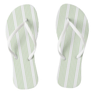 Bleekgroen en wit vijf strepenpatroon teenslippers