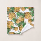 Bleekgroen gestileerd ananaspatroon bad handdoek (Wasdoekje)