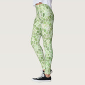 Bleekgroen Kasseien Patchwork Terrazzo Patroon Leggings (Links)