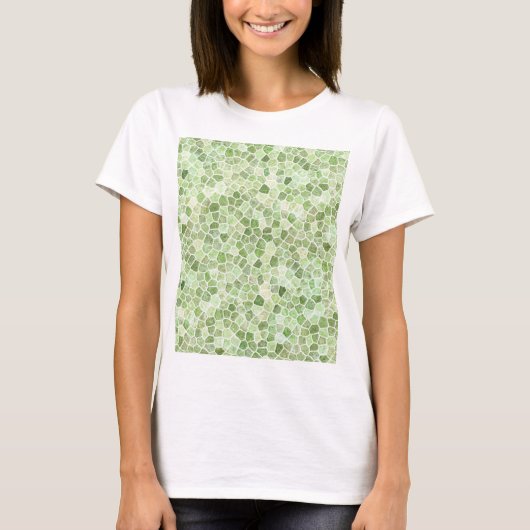 Bleekgroen Kasseien Patchwork Terrazzo Patroon T-shirt (Voorkant)