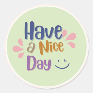 Bleekgroene eenvoudige vintage "Heb een fijne dag" Ronde Sticker