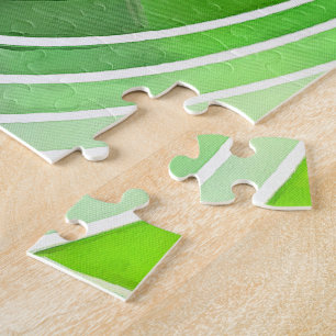 Bleekgroene en zachte blauwe Doodle met witte lijn Legpuzzel