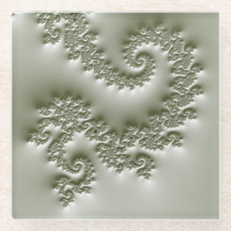 Bleekgroene fractal glazen onderzetter