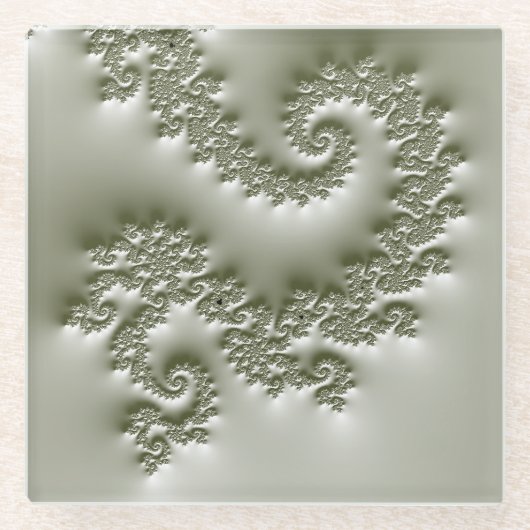 Bleekgroene fractal glazen onderzetter (Voorkant)