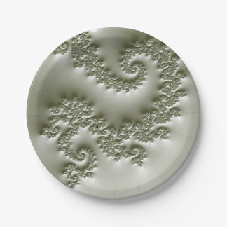 Bleekgroene fractal papieren bordje