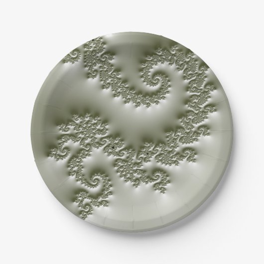 Bleekgroene fractal papieren bordje (Voorkant)
