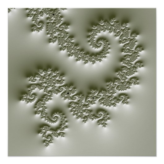 Bleekgroene fractal perfect poster (Voorkant)
