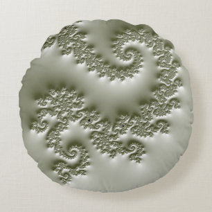 Bleekgroene fractal rond kussen