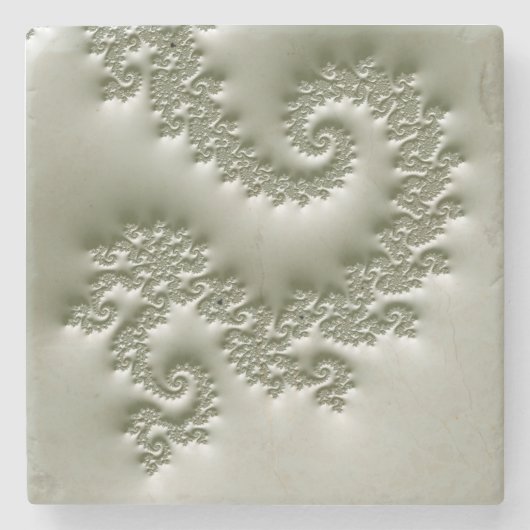 Bleekgroene fractal stenen onderzetter (Voorkant)