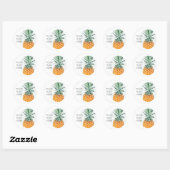 Bleekgroene Gele Ananas Uw Tekst Sticker (Vel)