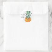 Bleekgroene Gele Ananas Uw Tekst Sticker (Tas)