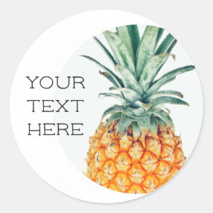 Bleekgroene Gele Ananas Uw Tekst Sticker