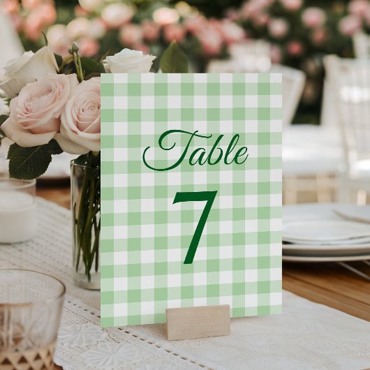 Bleekgroene Gingham Plaid Elegante Calligrafie Kaart