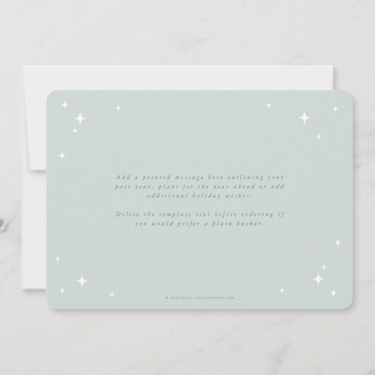 Bleekgroene Kerstmis Retro Sterren Plat Feestdagenkaart (Achterkant)