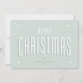 Bleekgroene Kerstmis Retro Sterren Plat Feestdagenkaart (Voorkant)