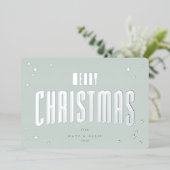 Bleekgroene Kerstmis Retro Sterren Plat Folie Feestdagenkaart (Staand Voorkant)