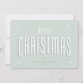 Bleekgroene Kerstmis Retro Sterren Platte Foto Feestdagenkaart (Voorkant)