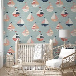 Bleekgroene nautische naadloze patroonbehang behang