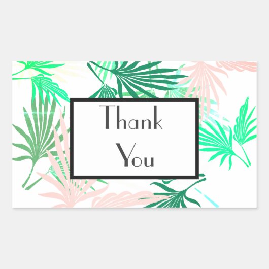 Bleekgroene Palm Bedankt Trouwcadeau Sticker (Voorkant)