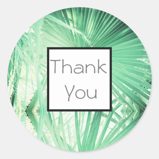 Bleekgroene Palm Bedankt Trouwcadeau Sticker (Voorkant)
