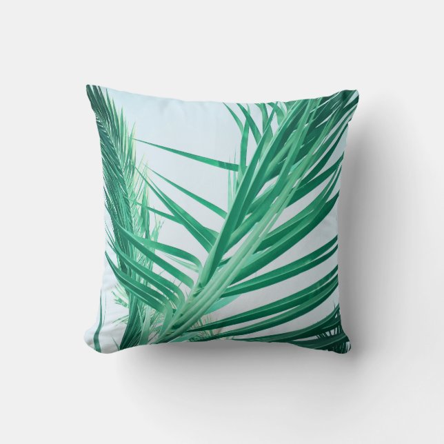 Bleekgroene palmboomblaadjes kussen (Voorkant)