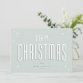 Bleekgroene Retro Sterren Kerstmis Plat Design Feestdagenkaart (Staand voorkant)