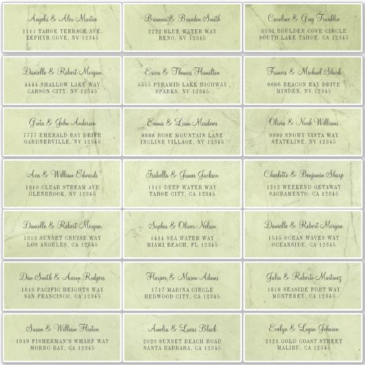 Bleekgroene theeblaadjes individuele adreslabels sticker (Voorkant)