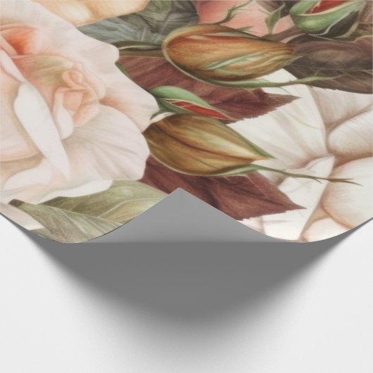  bleekheid en roze rozen cadeaupapier (Hoek)