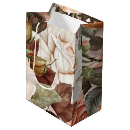  bleekheid en roze rozen medium cadeauzakje (Voorkant Gekanteld)