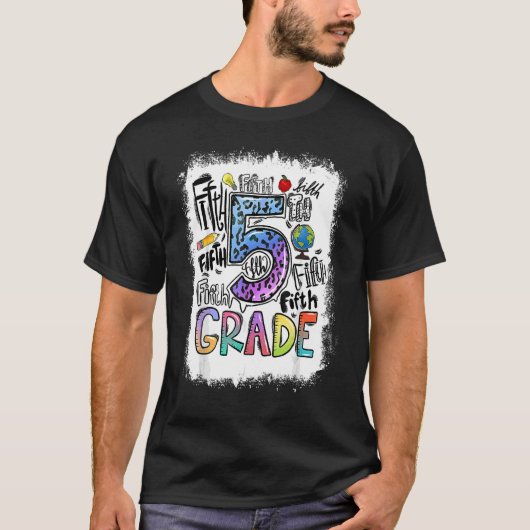 Bleekkwaliteit 5e graads Typografie 5e graad terug T-shirt (Voorkant)