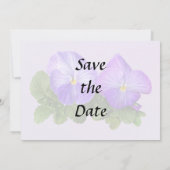 Bleekpaarse en Witte Viooltjes Koppel Save The Date (Achterkant)