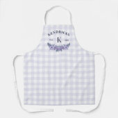 Bleekpaarse Gingham Bloemenfamilie Monogram Schort (Voorkant)