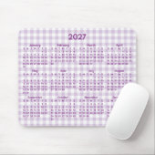 Bleekpaarse Gingham Whimsische 2027 Agenda Muismat (Met muis)