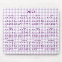 Bleekpaarse Gingham Whimsische 2027 Agenda