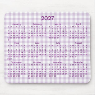 Bleekpaarse Gingham Whimsische 2027 Agenda Muismat