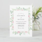 Bleekroze blad Eucalyptus Bruiloft Kaart (Staand voorkant)