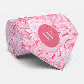 Bleekroze Bloem Monogram Stropdas (Opgerold)