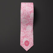 Bleekroze Bloemend Monogram Stropdas
